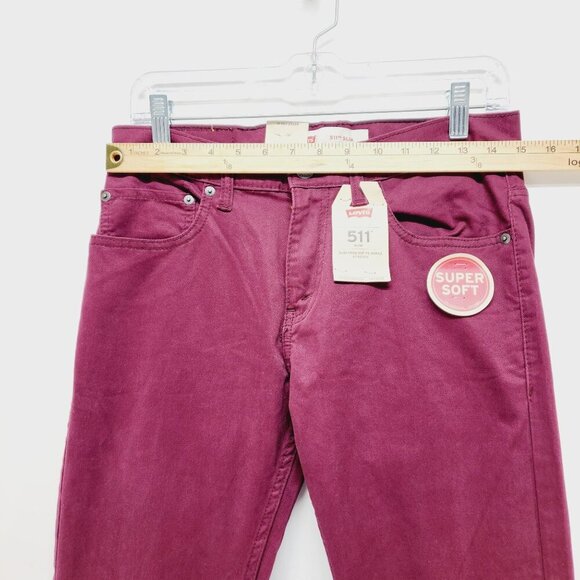 Levis womens jeans Slim Fit Mid Rise Burgundy W29 L29 Super Soft Stretch - Picture 6 of 14